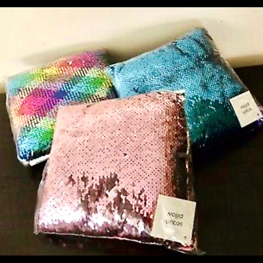 3 Reversible Sequin Pillow Colorful Decorative Throw Pillow